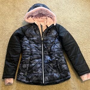 Like new black and light pink winter coat, size 14.